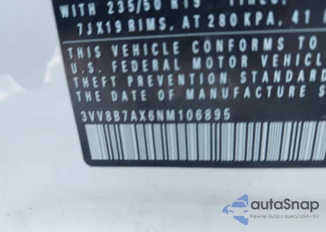 2022 Volkswagen Tiguan 2.0T Se R-Line Black из США, поврежденный, VIN 3VV8B7AX6NM106895